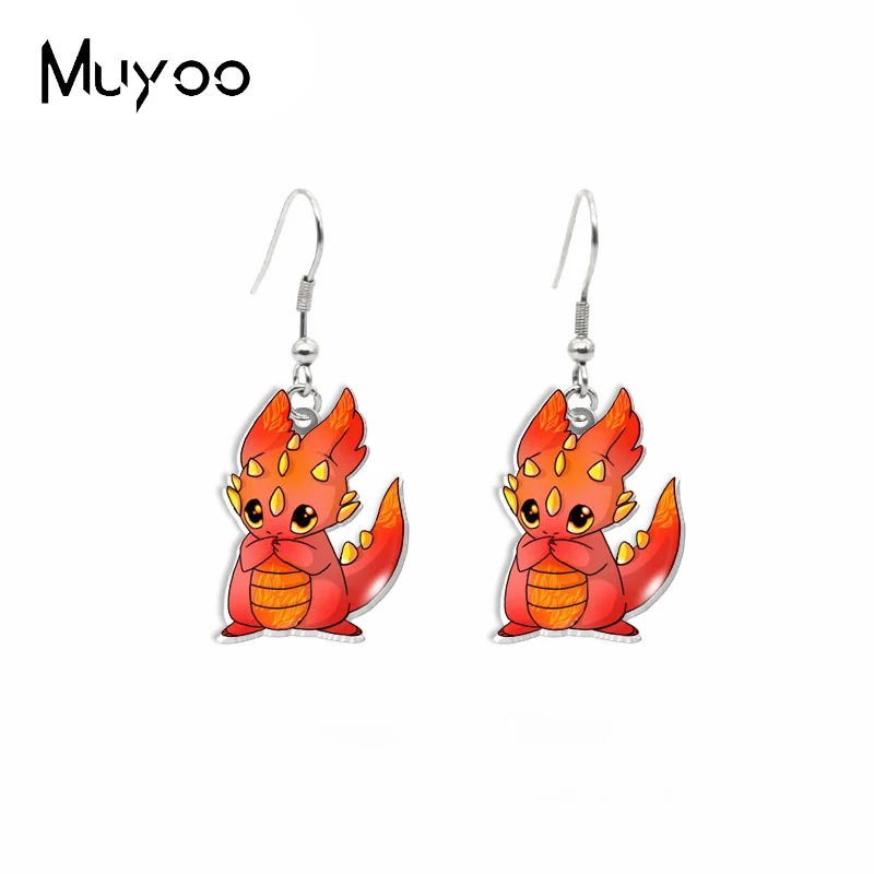 2020 New Arrival Colorful Dragons Funny Dragon Handcraft Epoxy Acrylic Resin Fish Hook Dangle Earrings