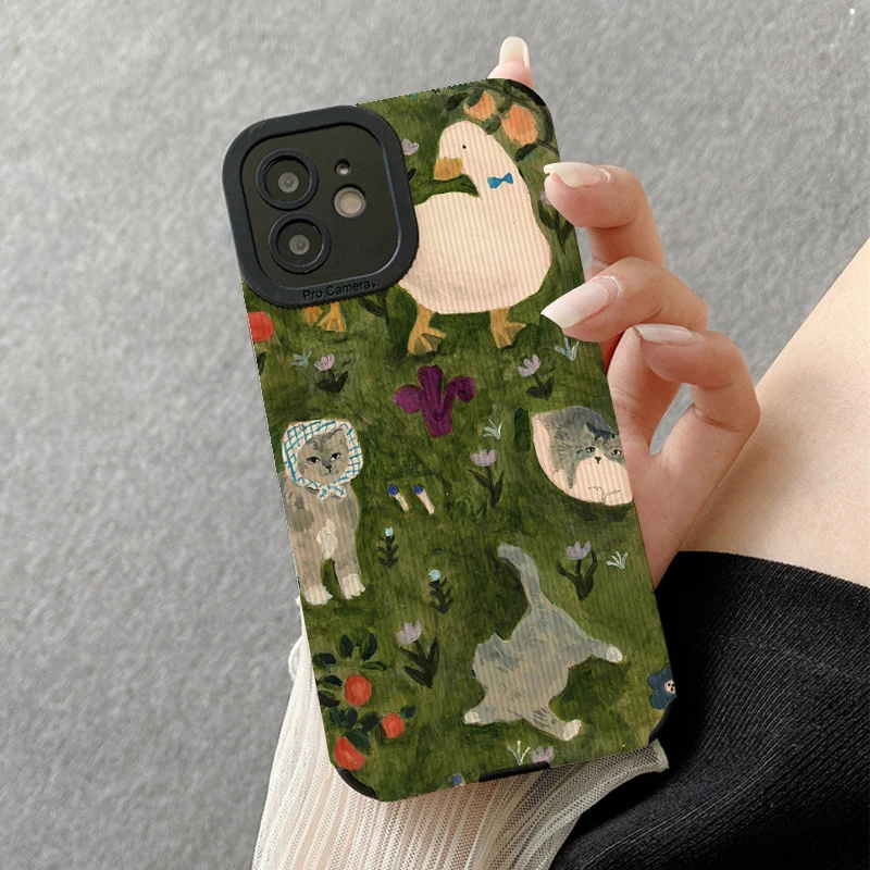 Cute Cartoon Duck Cat Phone Cases for IPhone 11 Case 14 Pro Max 15 Pro Max IPhone Case for IPhone 13