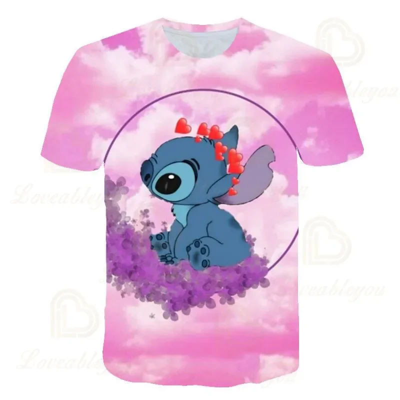 2023 New Children Stitch T-Shirts Boys Girls Cartoon Fashion Tops Tees Summer Stich Short Sleeve Round Collar T Shirts Clothing