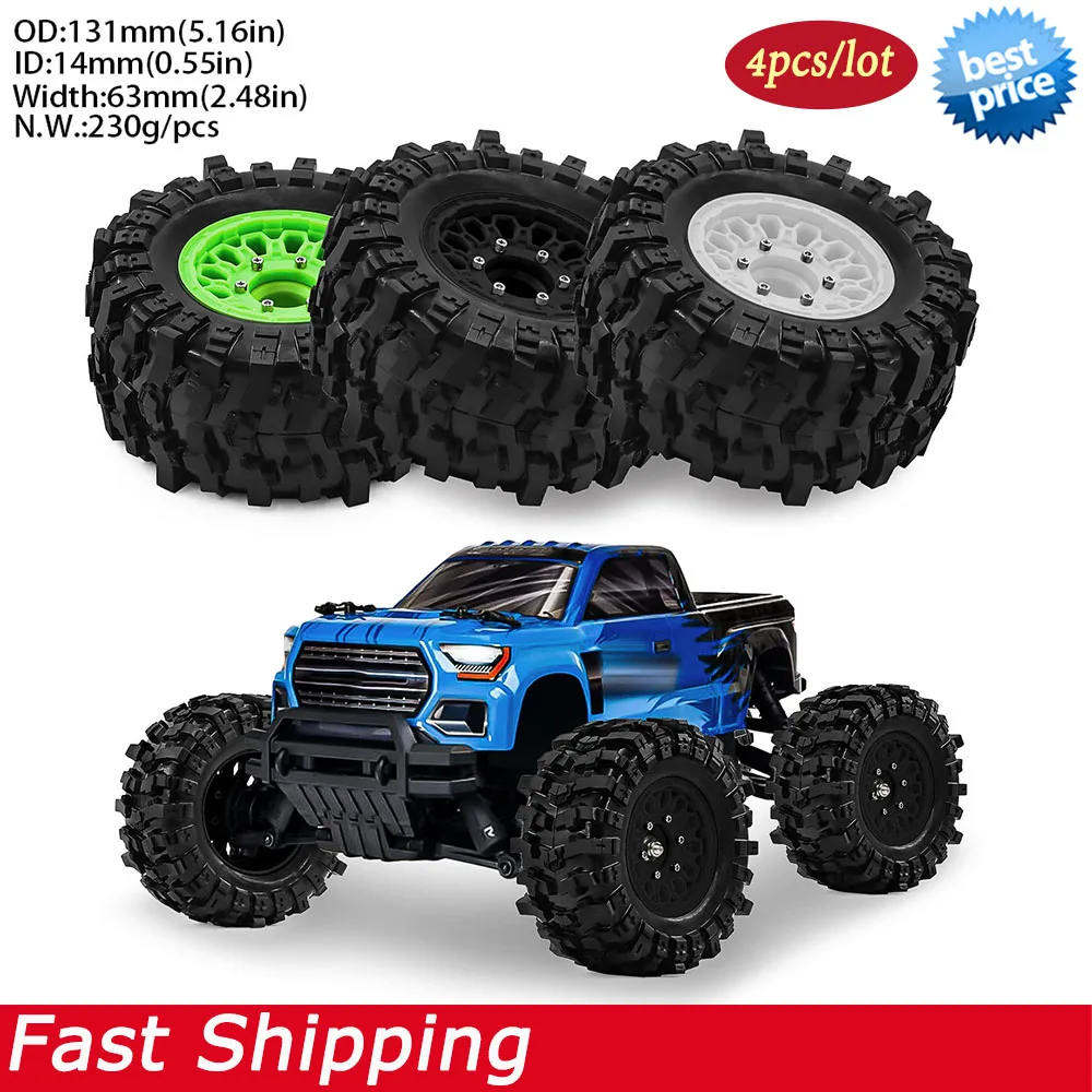 

4PCS 131mm RC Monster Truck High Grip Big Tires Wheels for 1/10 ARRMA BIGROCK Traxxas Rustler Hoss RC Car Upgrade Parts