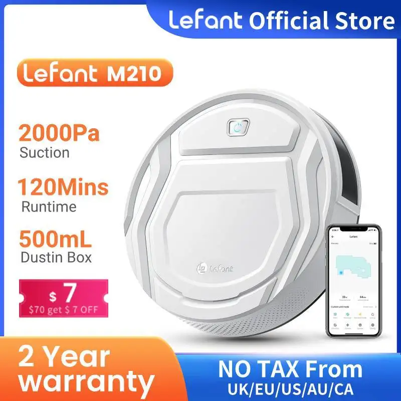 Lefant M210 Robot Vacuum Cleaner Super Slim App Control Strong Suction Self-Charging For Pet Hair Hard Floors Low Carpets