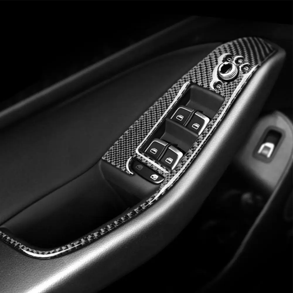 

For Audi Q5 8R SQ5 2010-18 Car Window Control Switch Panel Trim Decal Carbon Fiber Stickers Decoration Auto Interior Accessories