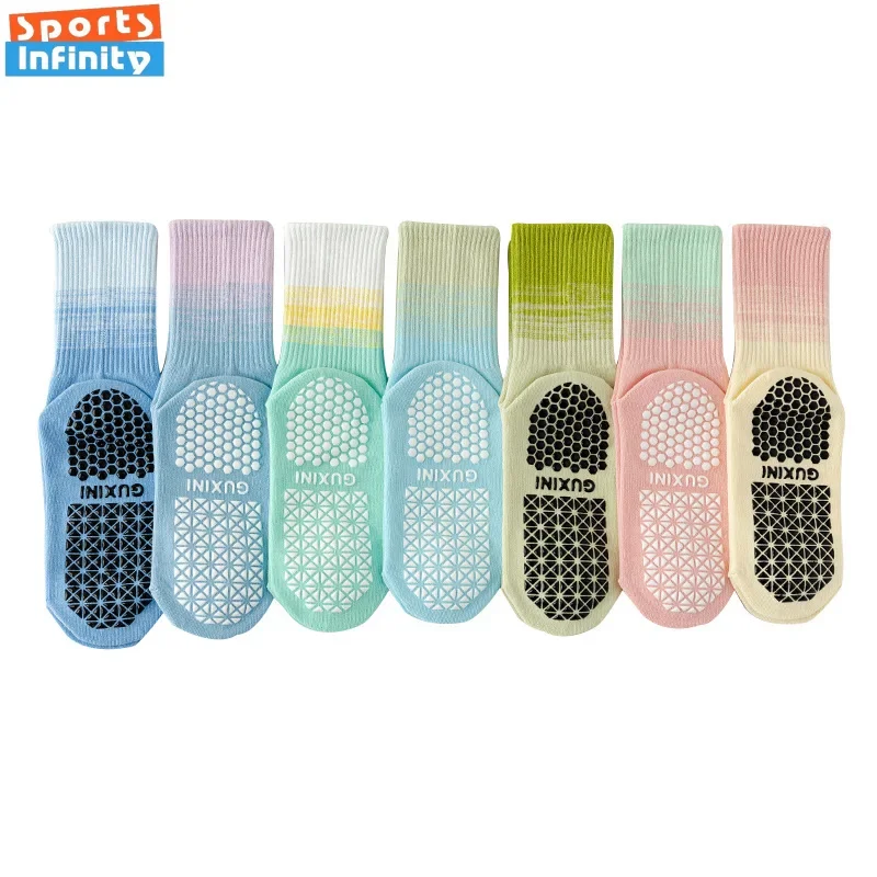 Anti Slip Fashion Gradient Yoga Socks Women Professional Pilates Socks Indoor Skipping Rope Ballet Dance Fitness Sports Socks