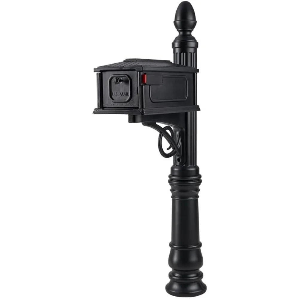

Architectural Stratford Plastic Mailbox and Post Kit, Black, Medium Capacity, Mailboxes