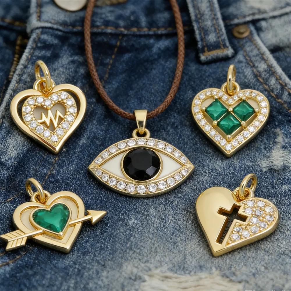4 Buah Liontin Kuningan Zirkon - Men Accessories Evil Eye ulasan dan harga