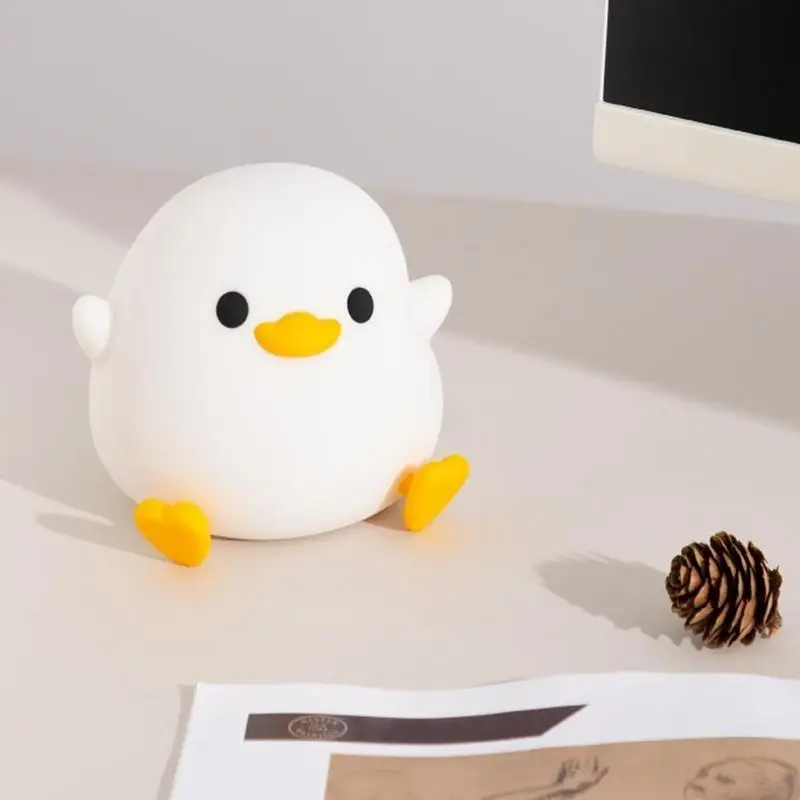 Toddler Night Light Cute Duck Silicone Lamp Night Light With Timer Girls Night Light Rechargeable Lamp Sensor Light For Family