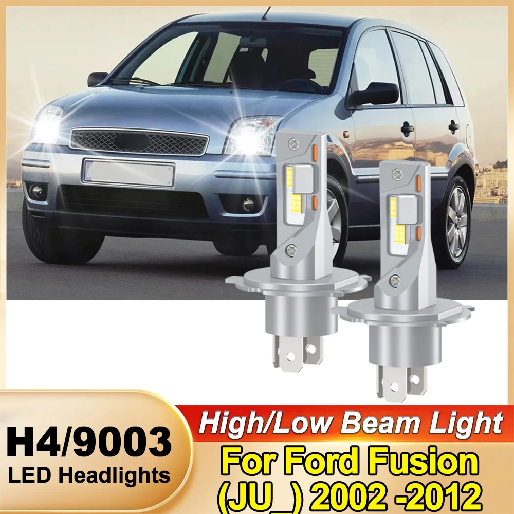 

2x H4 HB2 9003 Светодиодные лампы для фар Canbus без ошибок, мощные белые диодные лампы 12В 200Вт для Ford Fusion (JU_) 2002-2012 2011