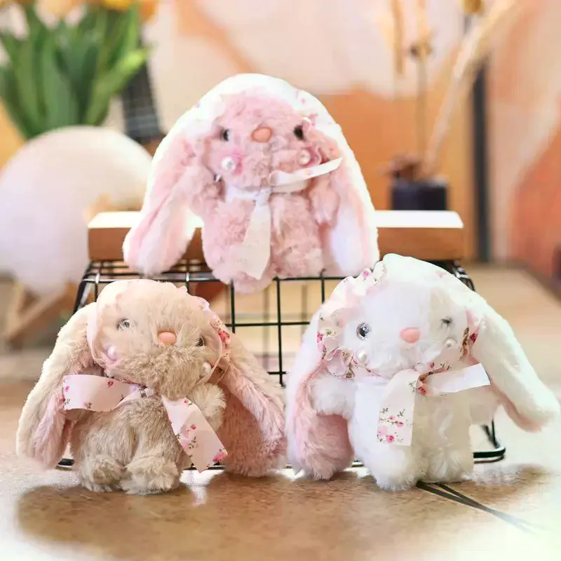 دمية أرنب محشوة كرتونية XM1PC، سلسلة مفاتيح لطيفة، زينة معلقة للحقائب، هدايا أعياد الميلاد، لعبة أرنب قطيفة