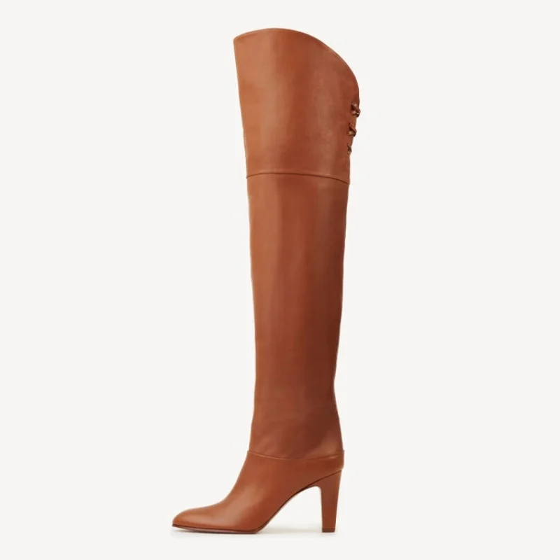 

High Quality Solid Color Women's Over-the-knee Boots Pointed Toe High Heel Female Banquet And Runway Long Boots Ladies Shoes