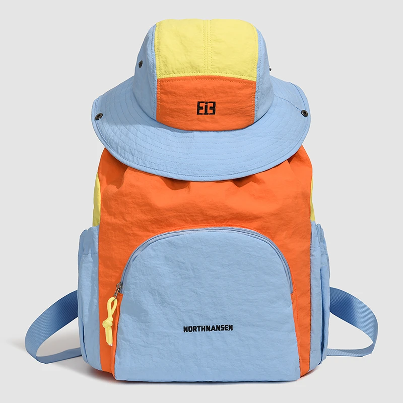 Women Color Block Drawstring Backpack Lightweight Nylon Multi Pocket Casual Outdoor Travel Daypack Rucksack Backpack 2026 New