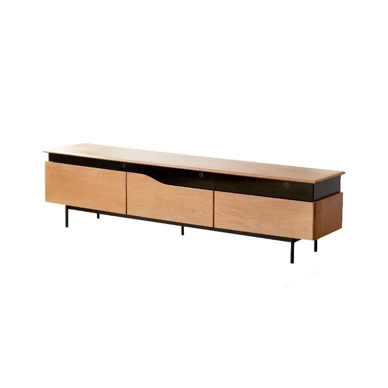 Nordic cherry wood suspension TV cabinet, solid wood log wind storage locker integrated coffee table