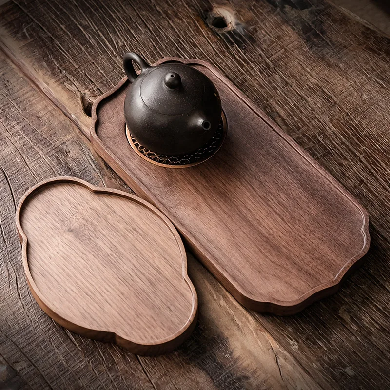 Black Walnut Tray Tea Tray Dining Tray Dim Sum Fruit Tray Solid Office Wood Rectangular Simple Tea Tray