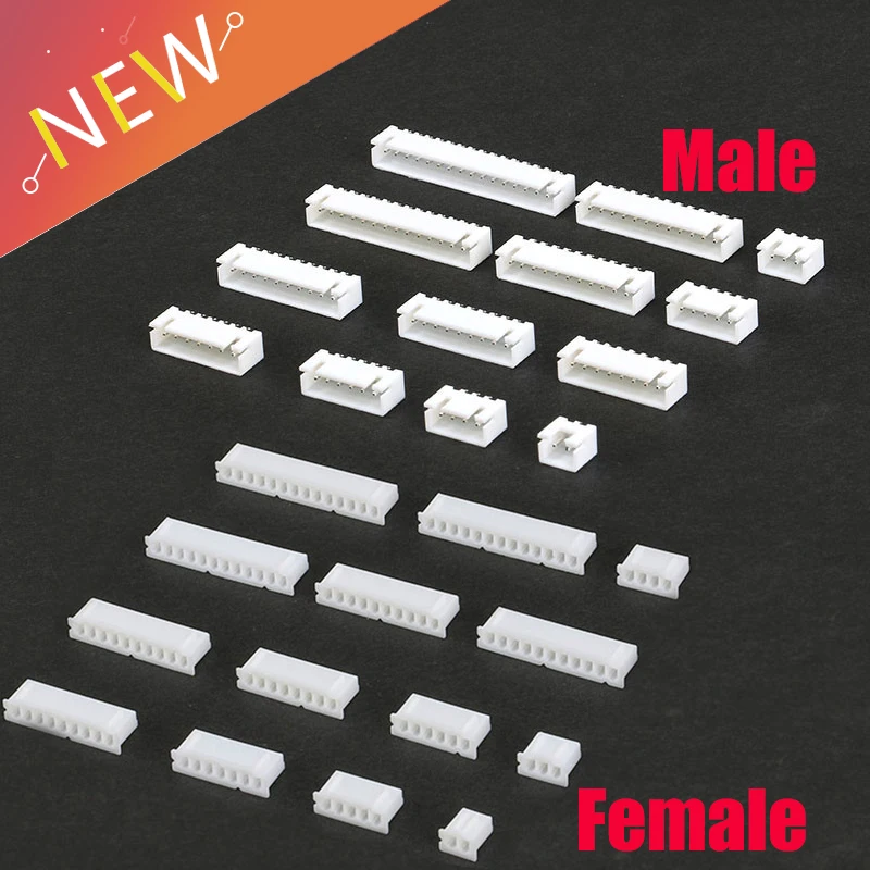 100Pcs JST XH2.54 2/3/4/5 Pin Terminals Plastic Shell Male Plug + Female Socket Wire Connector XH 2.54 2P 3P 4P 5P-14P