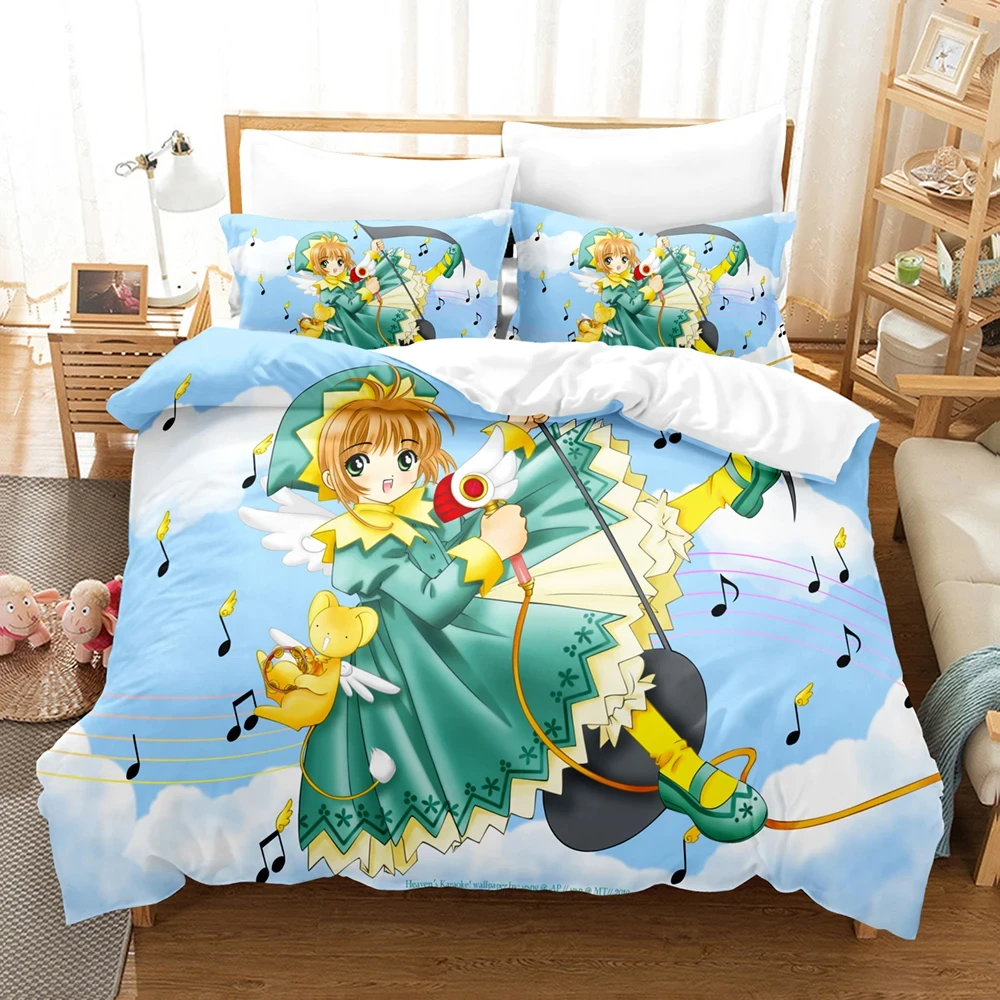 

New 3D Printed Anime Cardcaptor Sakura Bedding Set Boys Girls Twin Queen Size Duvet Cover Pillowcase Bed Kids Adult Home Textile