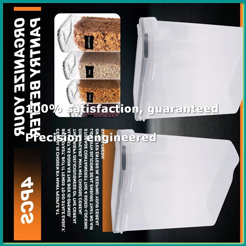 4Pcs Cereal Storage Container Set, PP Airtight Food Storage Containers 2.5L for Cereal, Snacks and Sugar-A07G