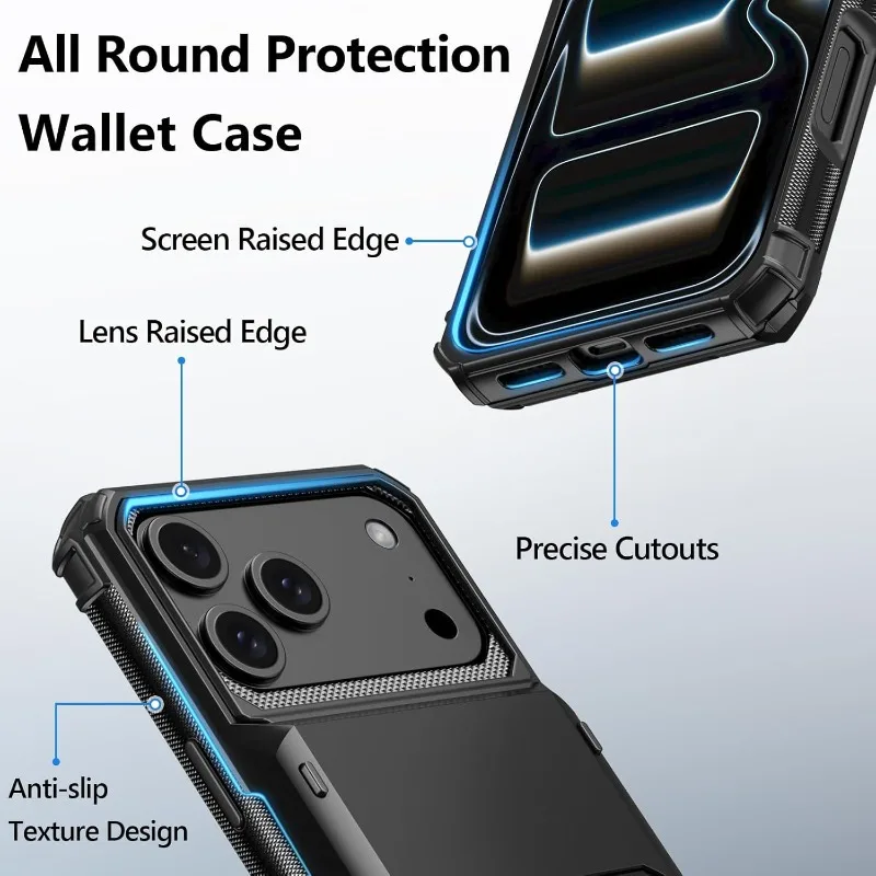 Case For iPhone 18 Pro Max 17 16 Pro Max 15 14 13 12 Heavy Duty Wallet Hidden Flip Slot Protective Hard Back Covers Coque Fundas