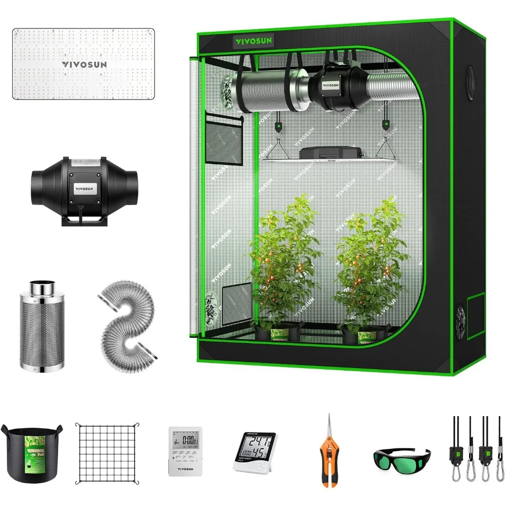 Grow Tent Complete System, 4x2 ft. Grow Tent Kit Complete with 4 Inch Inline Fan Package, VS2000 LED Grow Light