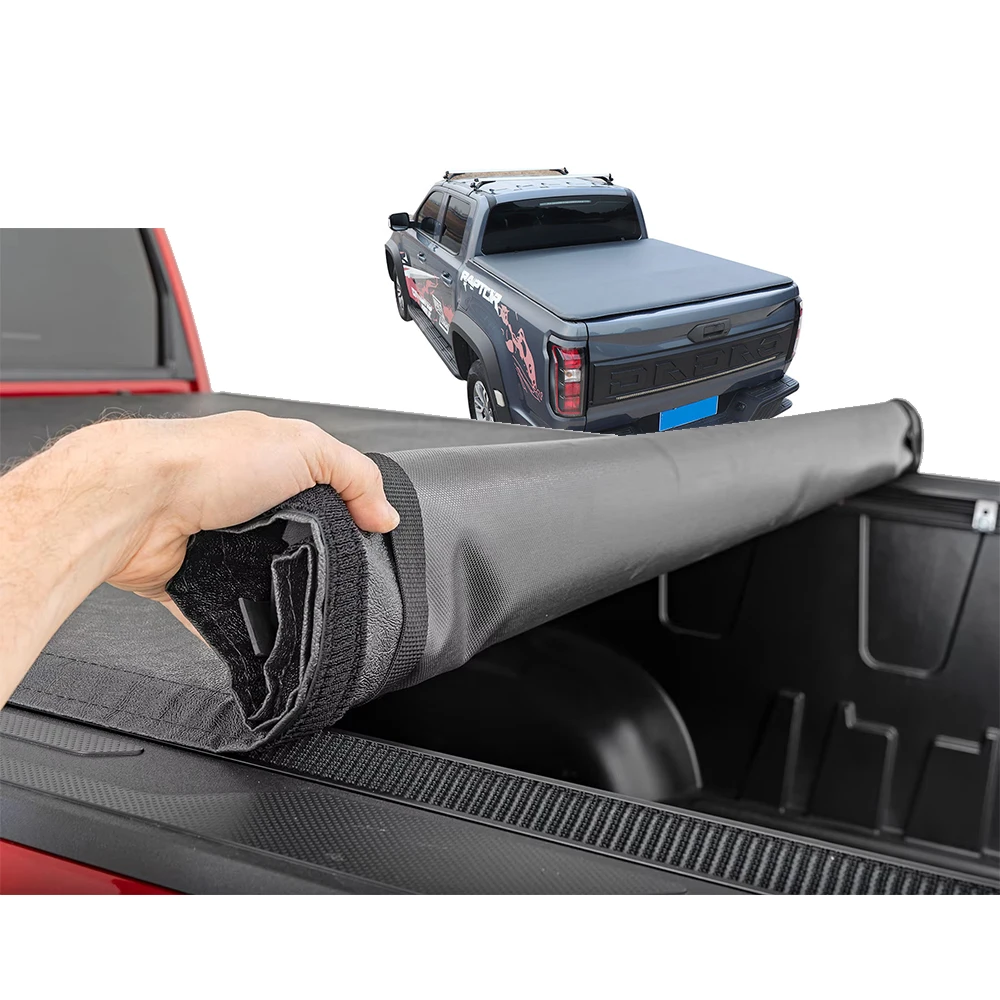 

Roller Shutter Truck Tonneau Cover Soft Roll up Bed Retractable Pickup Cover with Locking Operation for NP300 and Hummer EV 2025