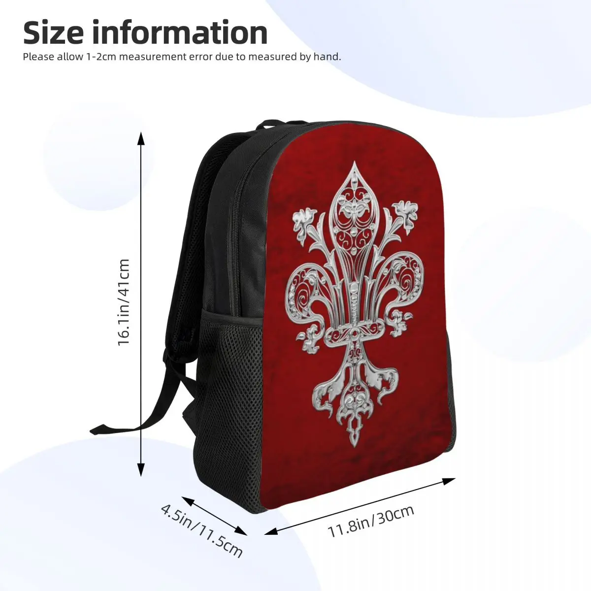 Personal isierte silberne filigrane Fleur de Lis Rucksäcke Männer Frauen grundlegende Bücher tasche für Schule College Lilie Blume Fleur-de-Lys Taschen