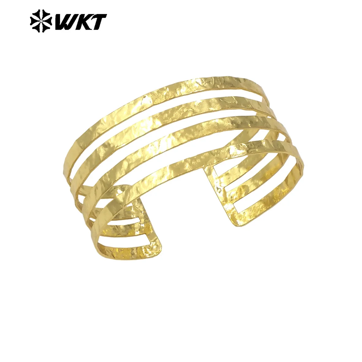 WT-B658 Special Multi Layer And Yellow Brass With 18k Real Gold Plated Hollow Design For Unisex Bangle Jewelry Decorated