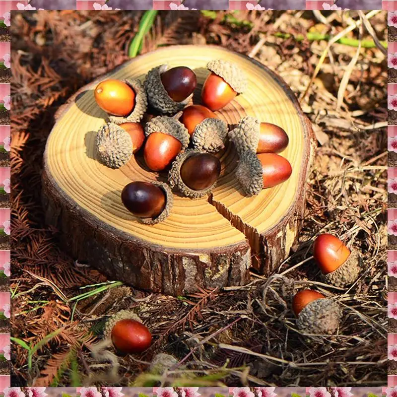 

2025 200PCS Mini Artificial Acorns, Bulk With Natural Cap For Fall Thanksgiving Halloween Decoration, Wedding Decor Brown,200PCS
