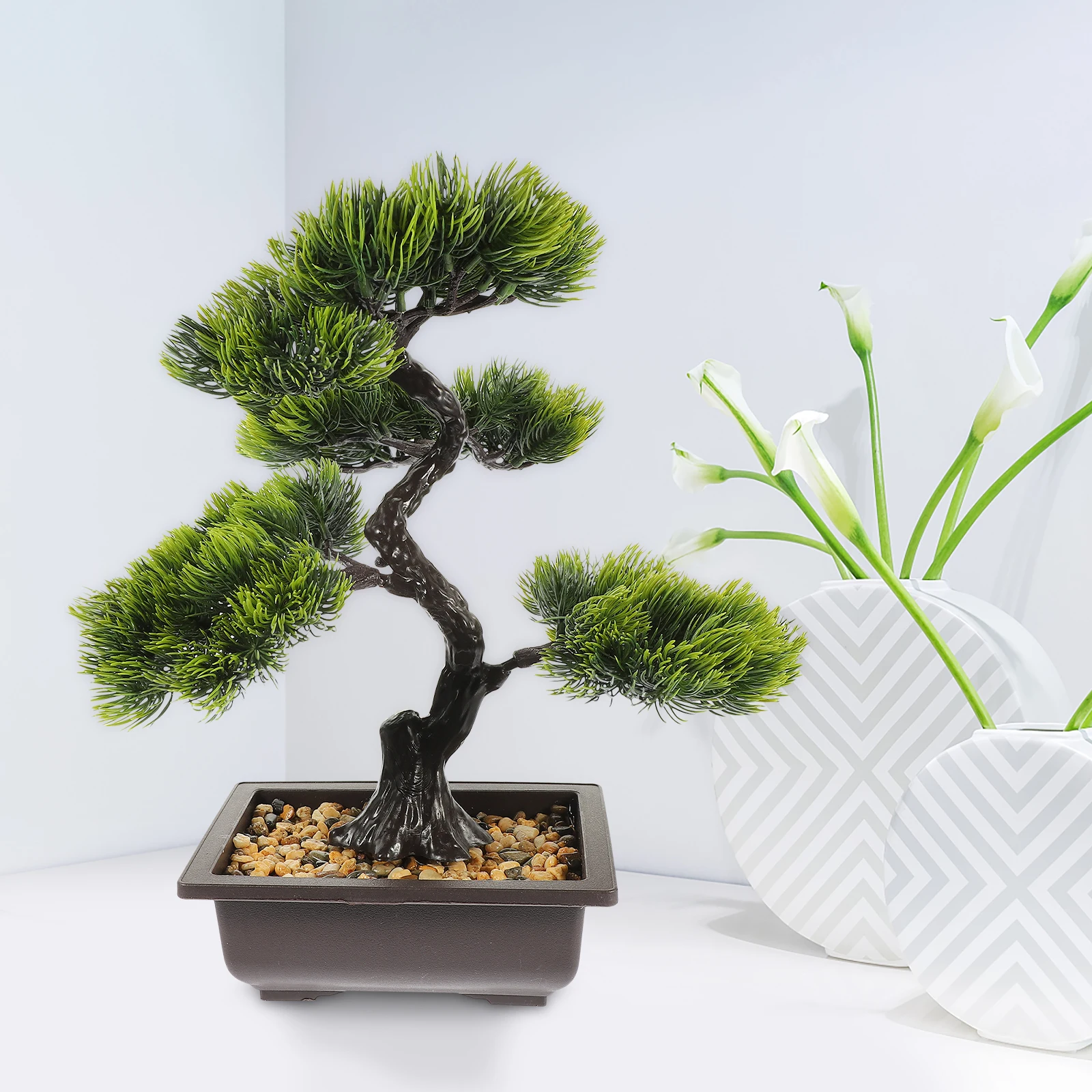 

Artificial Pine Bonsai Fine Workmanship Plant Indoor Exquisite Details Tree Decor Abs Reusable Potted