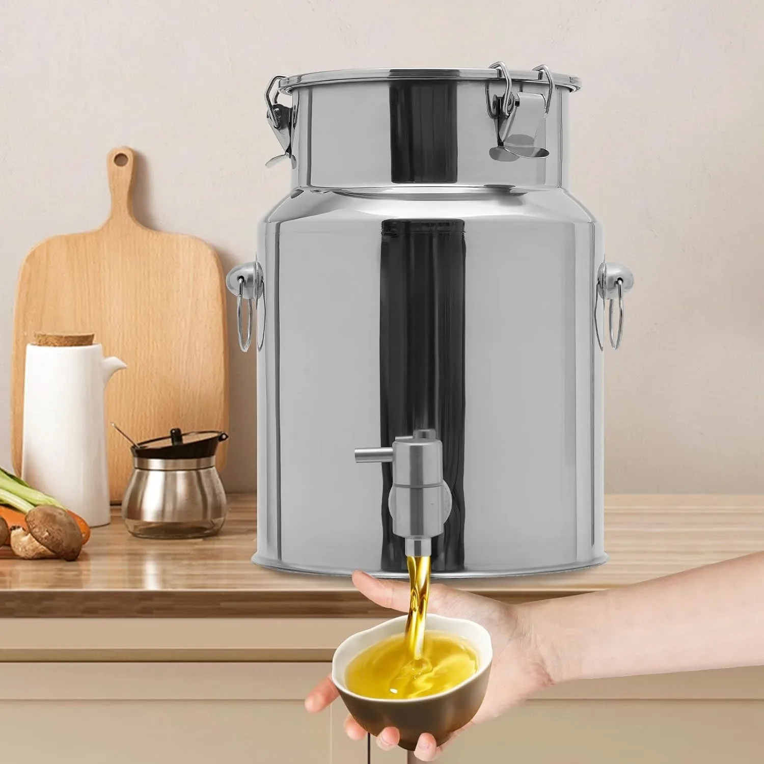 

10L/2.64Gal Beverage Dispenser with Tap, Water Dispenser with Ice Compartment, Milk, Wine, Juice Dispenser, 304 Stainless Steel