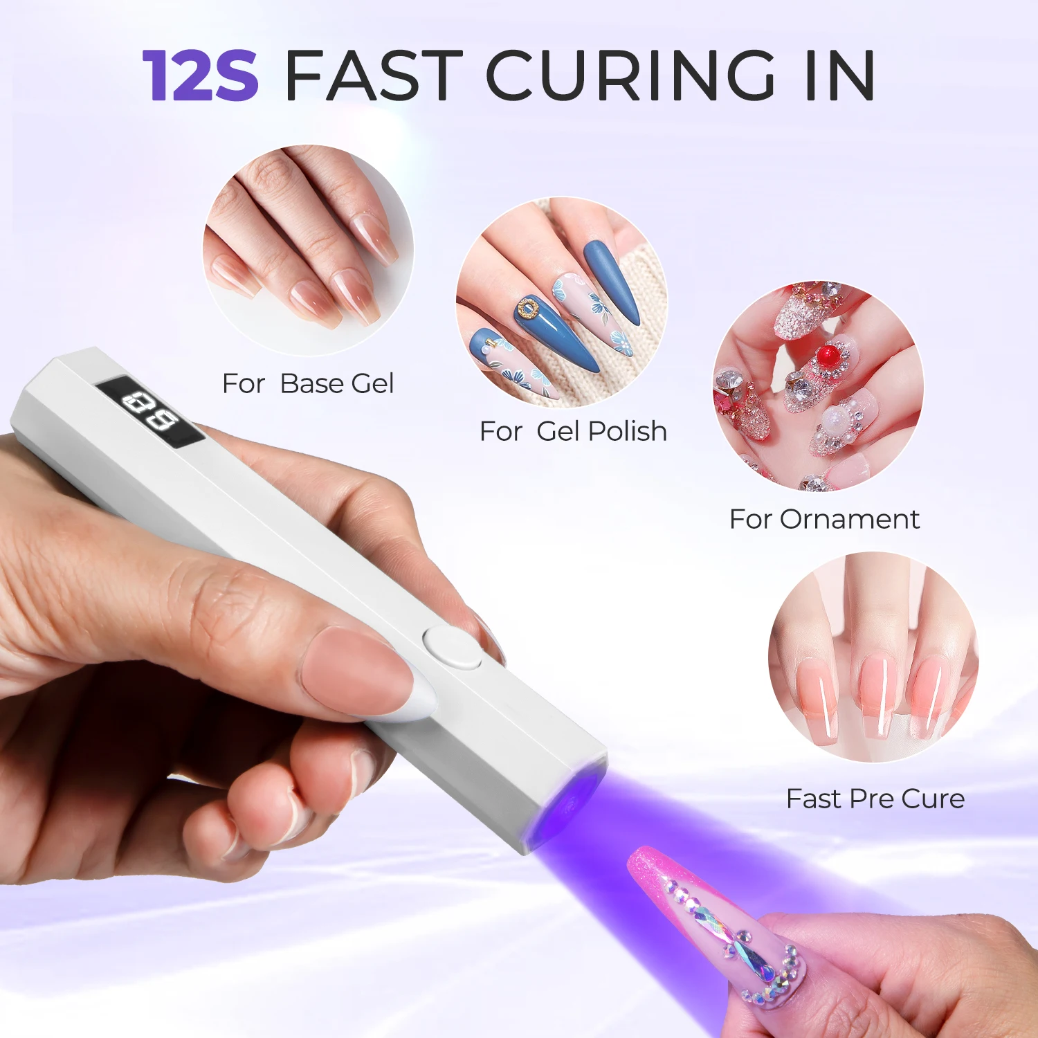 Handheld nageldrogerlamp UV-lamp 3W golflengte 395nm 405nm Professionele nagellampdroger Sneldrogende manicurelamp voor nagelkunst