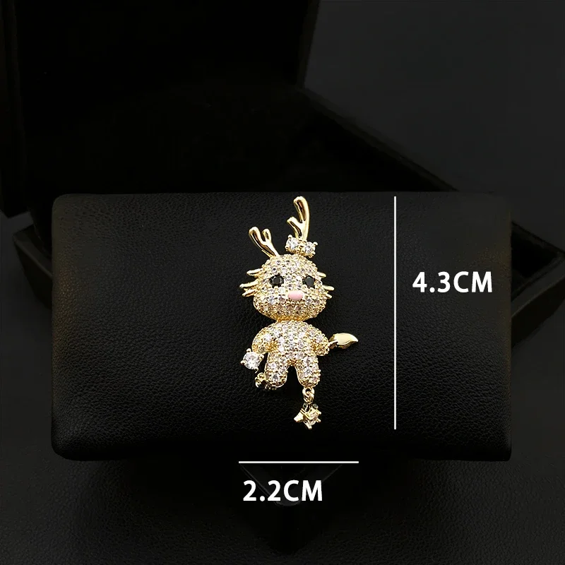 Dragon Brooch Zodiac Year Small Animal Gifts Women's High-Grade Corsage Pin Suit Neckline Accessories Clothes Jewelry Badge 5378