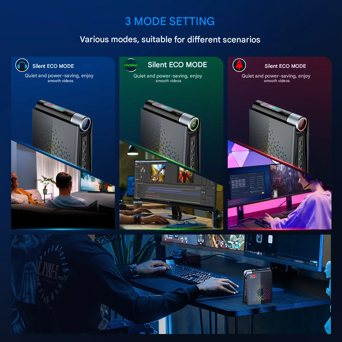 ACEMAGIC S3A كمبيوتر صغير للألعاب AMD R7 8745HS/8845HS R9 8945HS RAM 32GB DDR5 1 تيرا بايت SSD ألعاب الكمبيوتر RGB التحكم في الضوء WiFi6 BT5.2