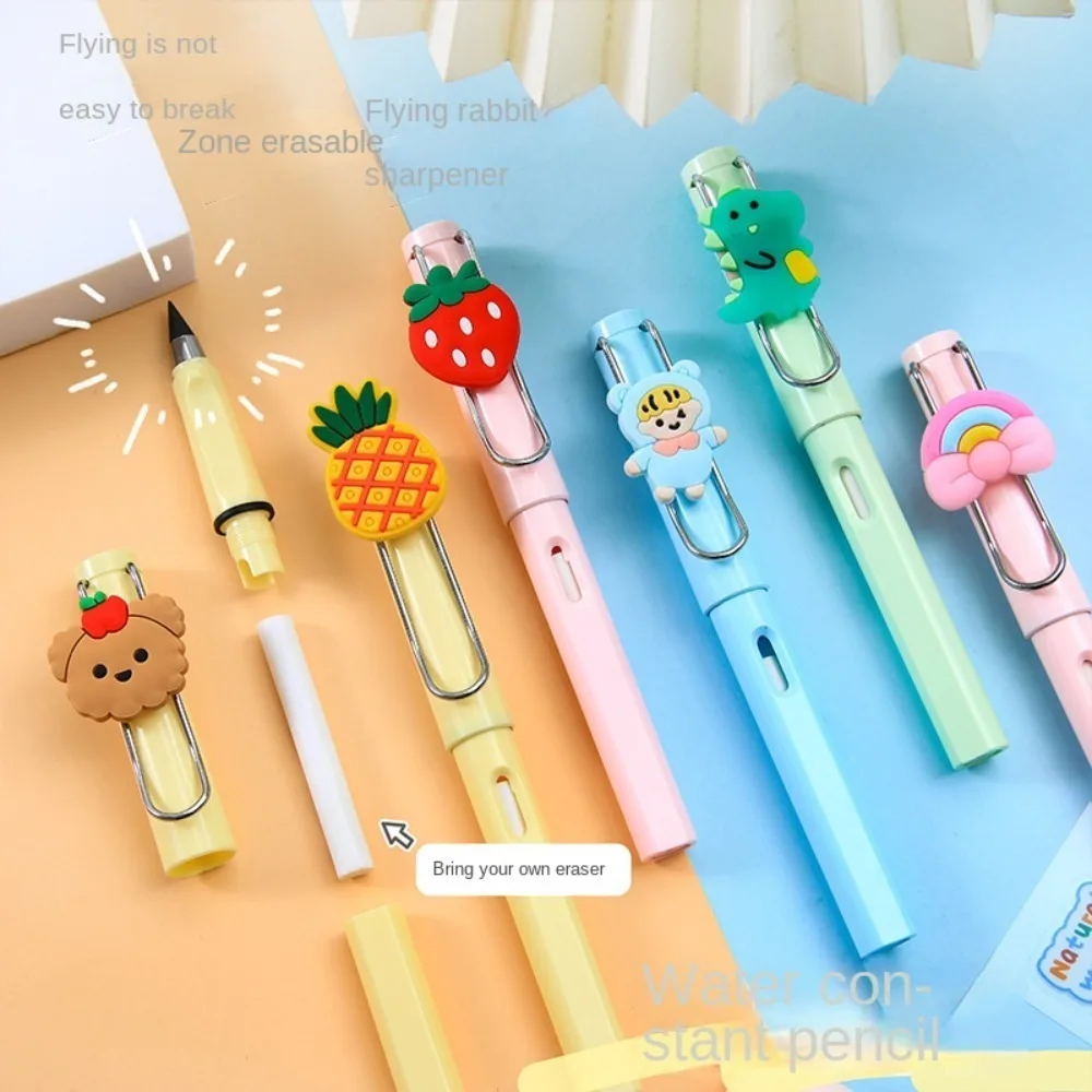 Fruit Bear Cartoon Eternal Pencils Cute Gifts Plastic No Sharpening Pencils with Fruits Animal Decoration