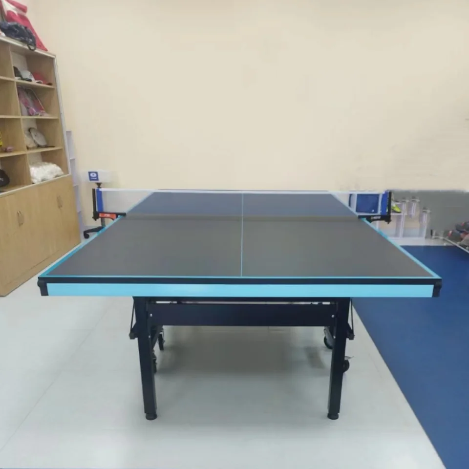 

Factory Supply Training Exercise Table Tennis Table Standard Size Foldable 25mm MDF Indoor Pingpong Table With Casters