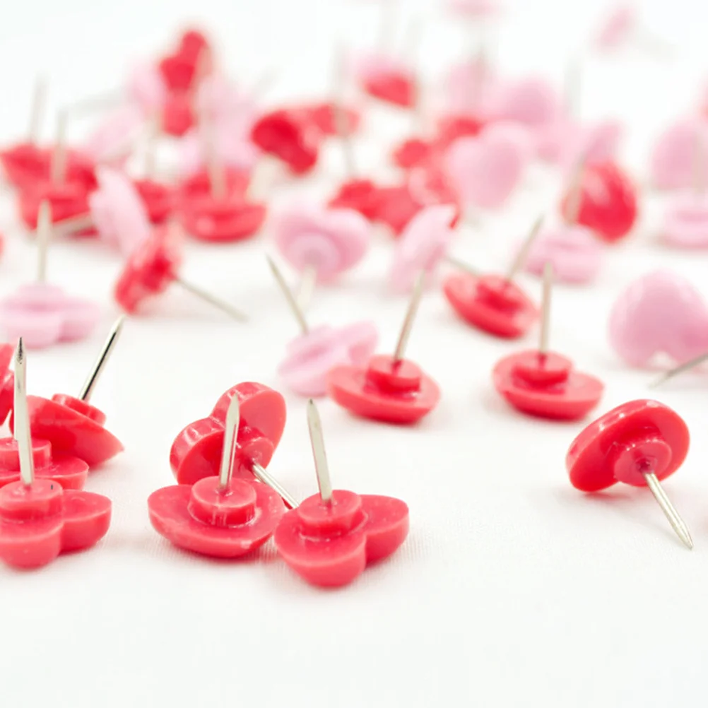 100 шт., пластиковые кнопки в форме сердца, декоративные кнопки для пробковой доски, фотографии, плакатов, карт, кнопки в форме сердца