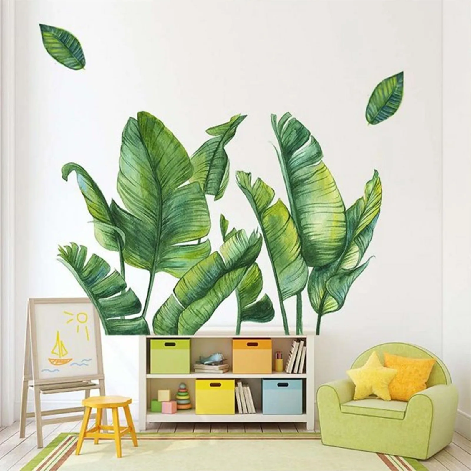 Wallpaper Fresh Green Plant Potted Creativity Wall Sticker Kids Room Background Home Decoration Mural Living Room