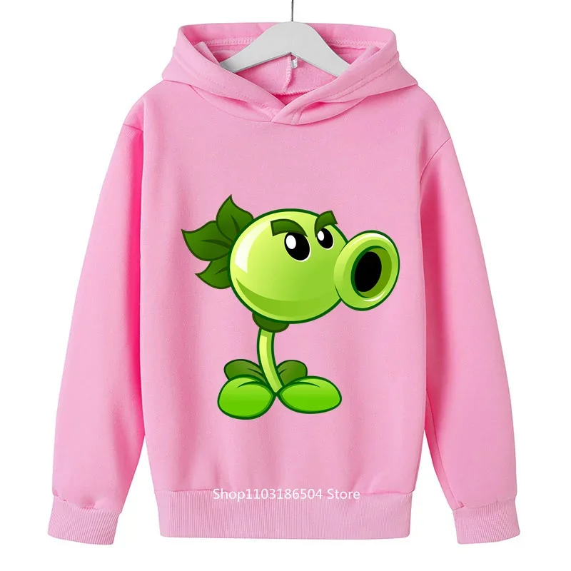 2024 Spring And Autumn Children Plants Vs. Zombies Fashion Clothing Boys Hoodie Set Pullover Girls Sweatshirt Casual Sweatpants