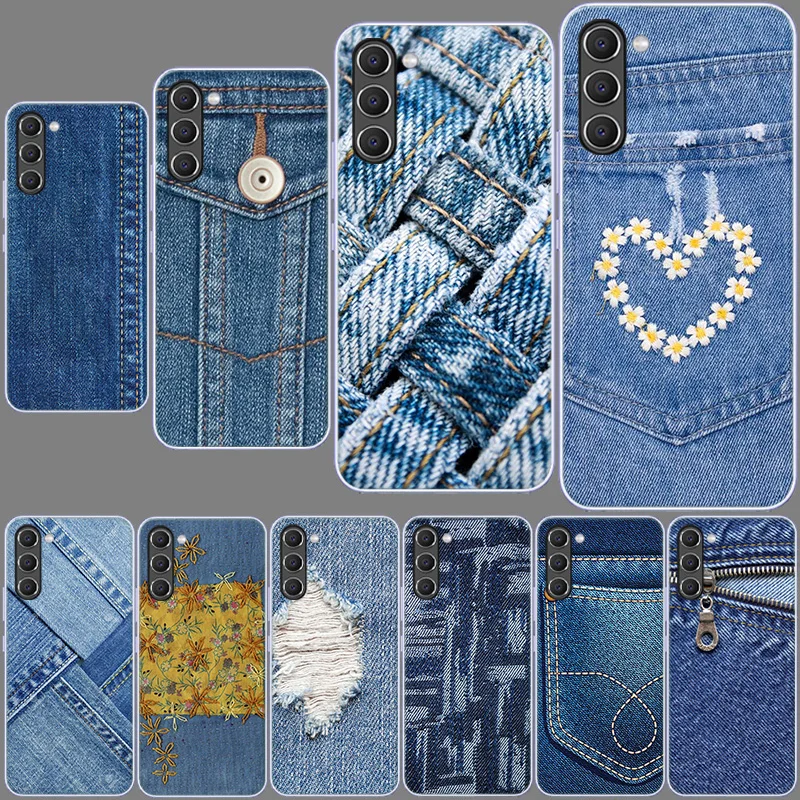 Jeans Cowboy Denim printed Phone Case for Samsung A54 A14 A24 A34 5G Galaxy A02S A03S A04S A12 A22 A32 A52 A72 A13 A23 A33 A53 A