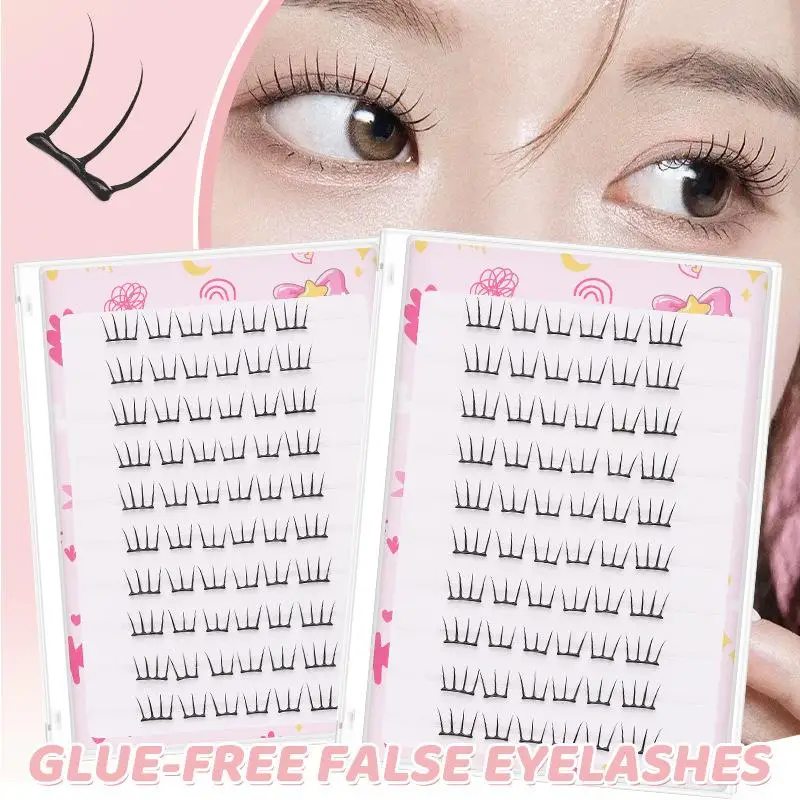 10rows Cluster Lashes Idol Eyes Self Adhesive Korea Eyelashes EyeMakeup Cluster Individual Anime Eyelash Lash Natural D8E9