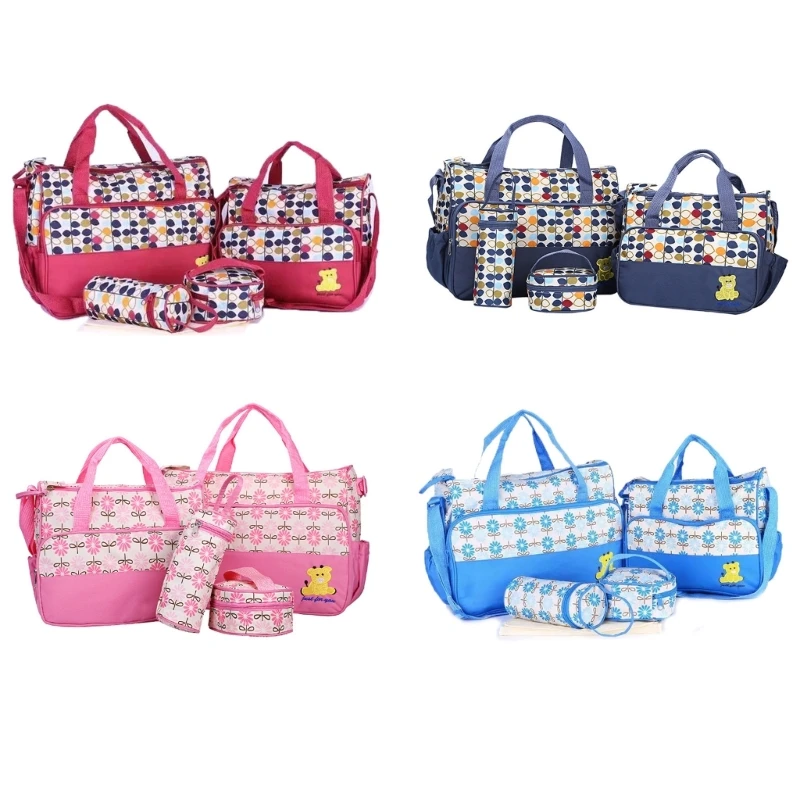 F1CB Pack of 5pcs Maternity Bag Diaper Organsier Case with Large Capacity Water Proofing Designing for Everyday Needs