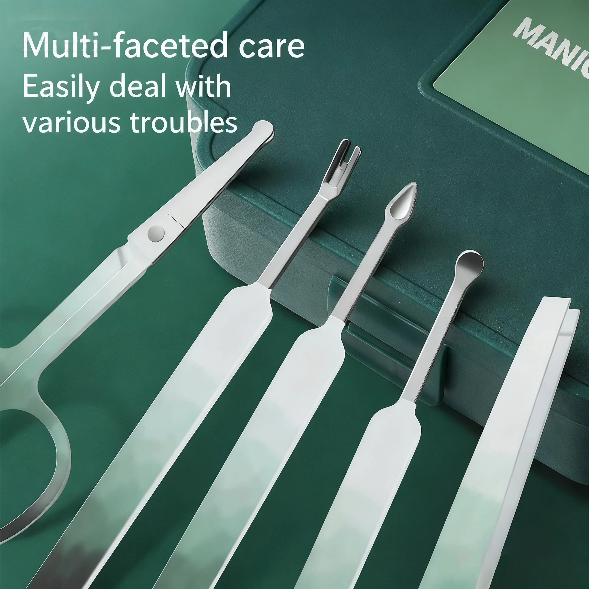 Ensemble de coupe-ongles en acier inoxydable, ensemble de ciseaux à ongles haut de gamme de précision, ensemble d'outils à ongles pour la maison de 9 pièces avec pincettes et cuillères auriculaires