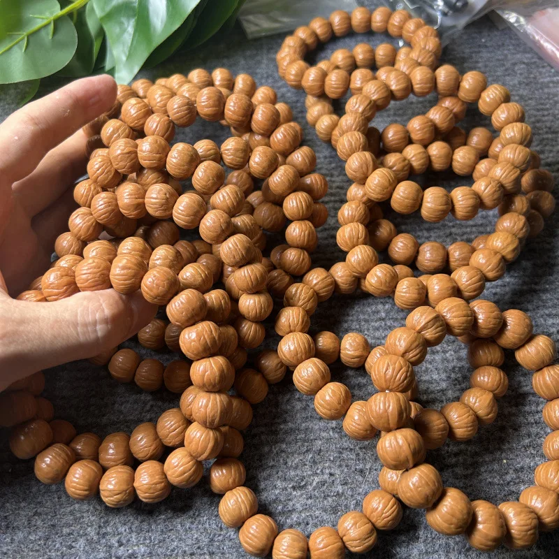 Natural raw - - , short stem double-fin pumpkin monkey-head bracelet, wild walnut 15mm