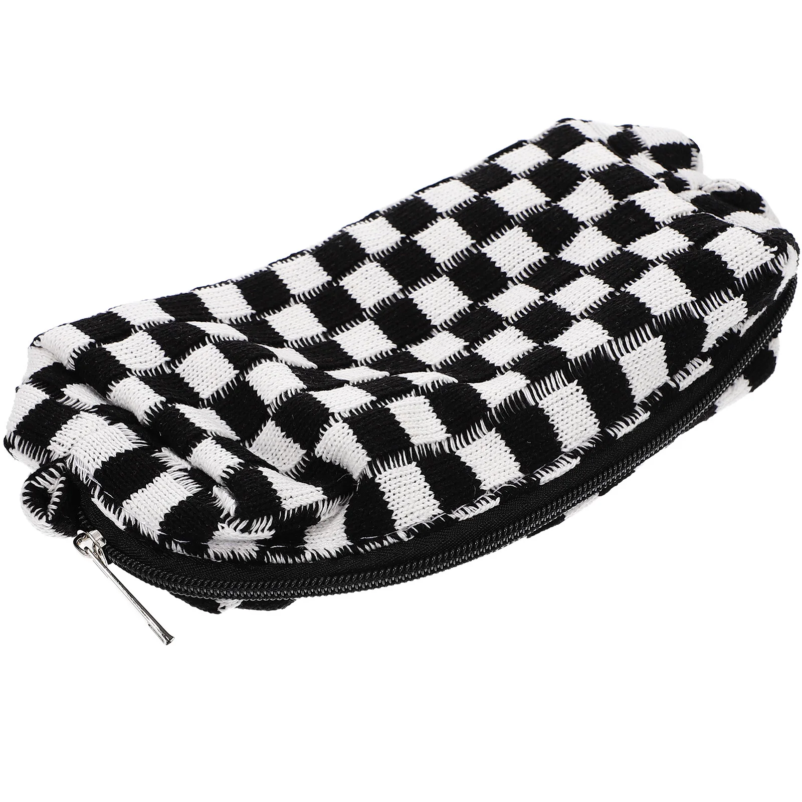 

Woolen Yarn Checkered Makeup Bag Large Pouch Travel Toiletry Organizer Portable Storage for Toiletries Personal Care