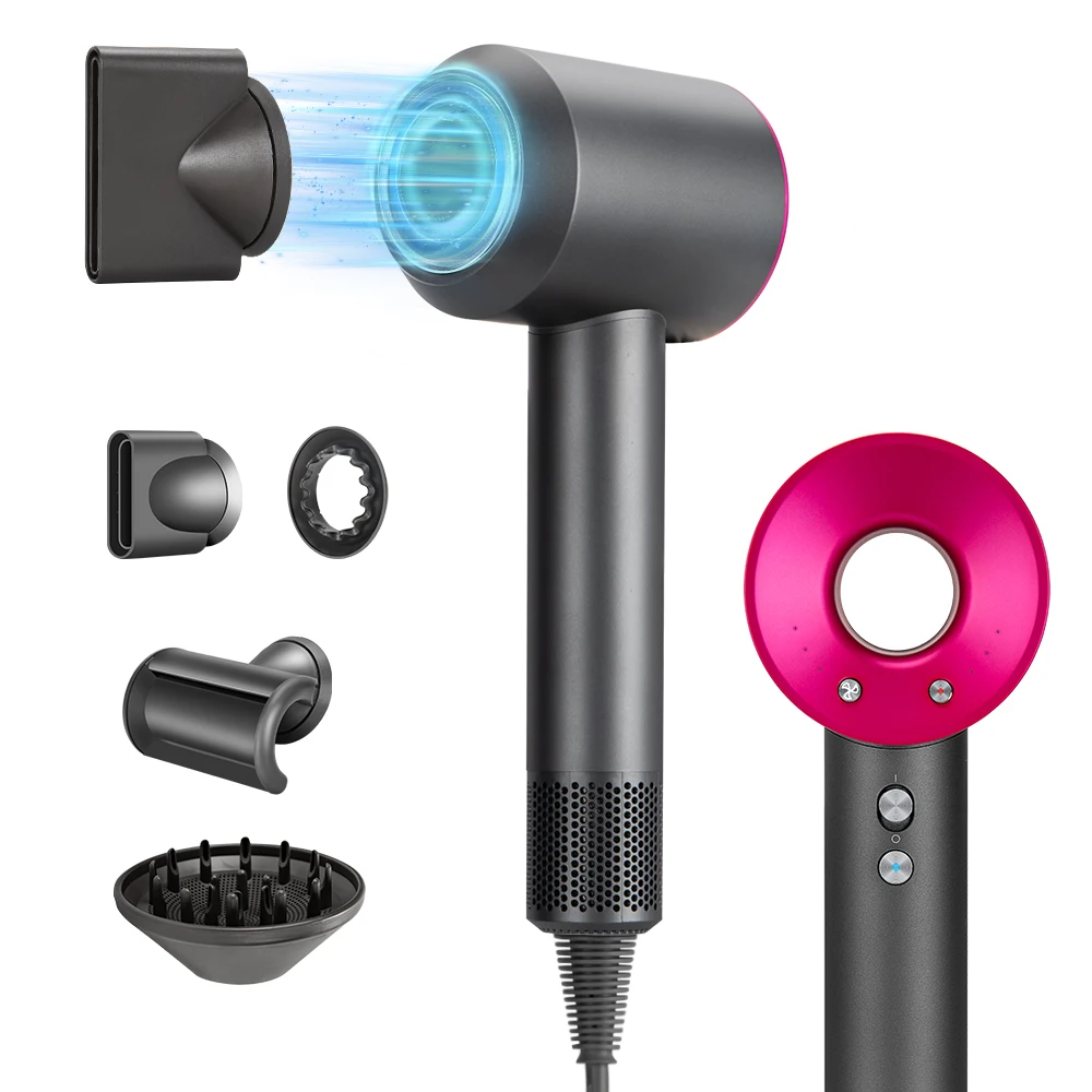 5-in-1 Elektrischer Ionen-Haartrockner, Hochgeschwindigkeits-Haartrockner ohne Rotorblätter, Negativ-Ionen-Profi-Haartrockner, 1,8 m, superblattloser Haartrockner