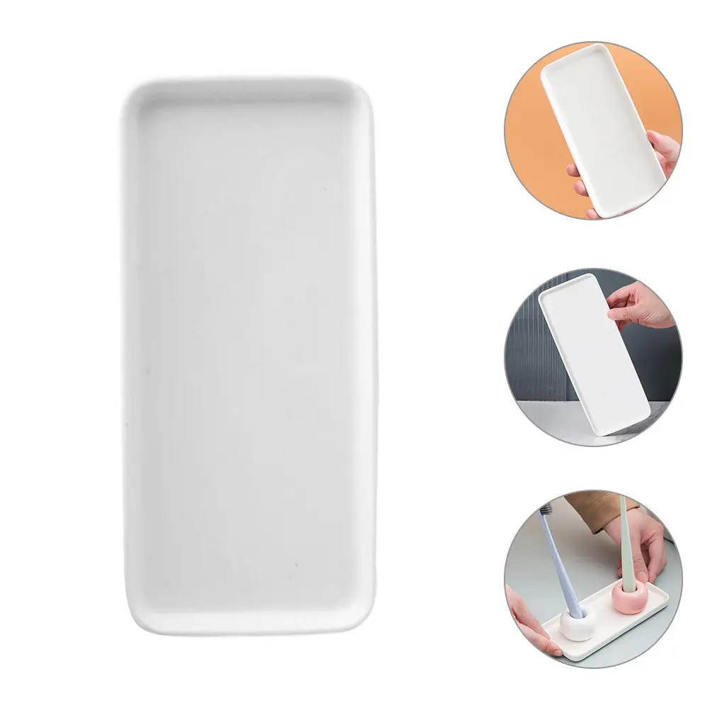 

Современный керамический поднос для хранения зубных щеток, органайзер для ванной комнаты, прямоугольная тарелка для туалетных принадлежностей, многофункциональный настольный органайзер