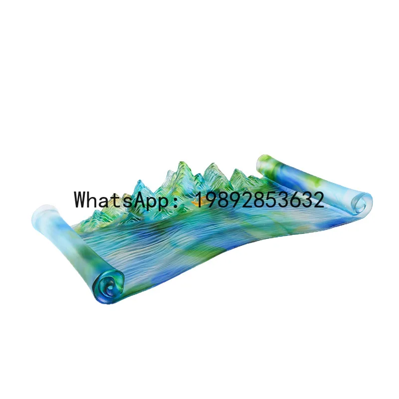 PYJ glazed thousand miles of rivers and  picture fruit tea tray ornament home living room desktop decoration