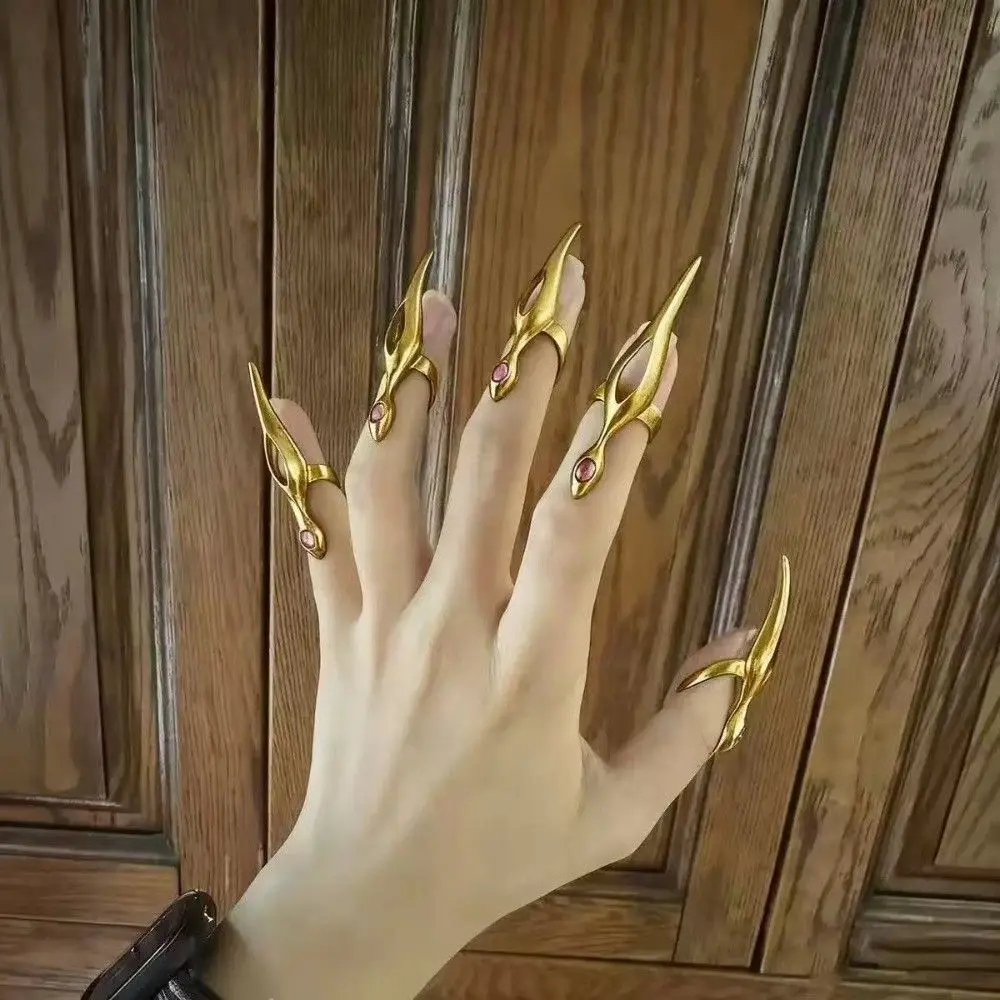 5Pcs Jewelry Accessory Punk Claw Nail Rings Dark Aesthetic Neutral Fingertip Ring Abstract Single Gothic Finger Guards Party