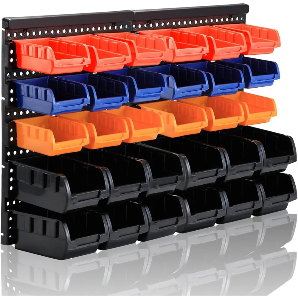Wall Mounted Storage Bins Parts Rack Garage Plastic Organizer Tool Shelf 4 Colors