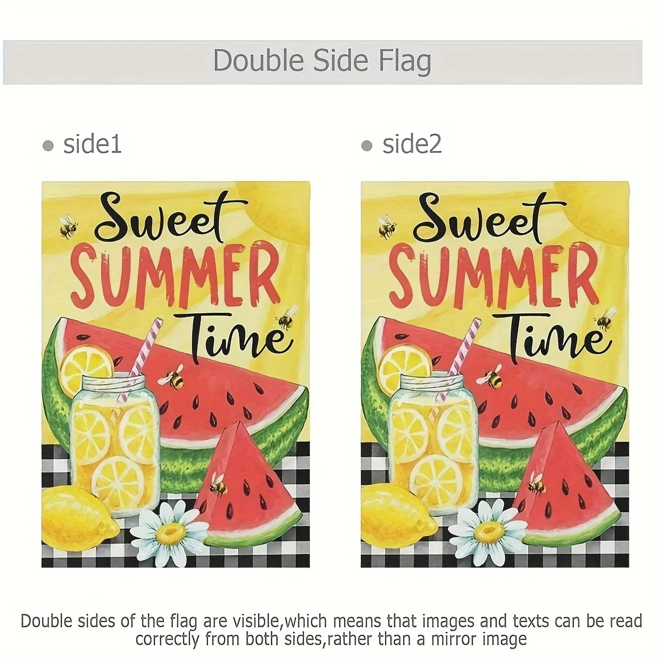 Afbeelding 6: Zoete zomertijd Tuinvlag Decoratie Daisy Watermeloen Citroen Dubbelzijdig Buiten Verticale Bloem Vakantie Baby Bunting Suit