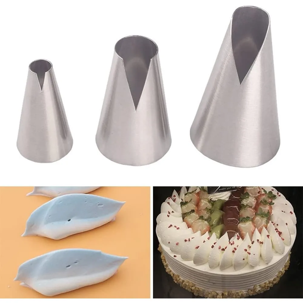 3 Pcs Russian Piping Tips Set,V-shaped Wave Cake Decorating Nozzles Tips Piping Kit for Pastry Cupcakes Cakes Cookies Decoration