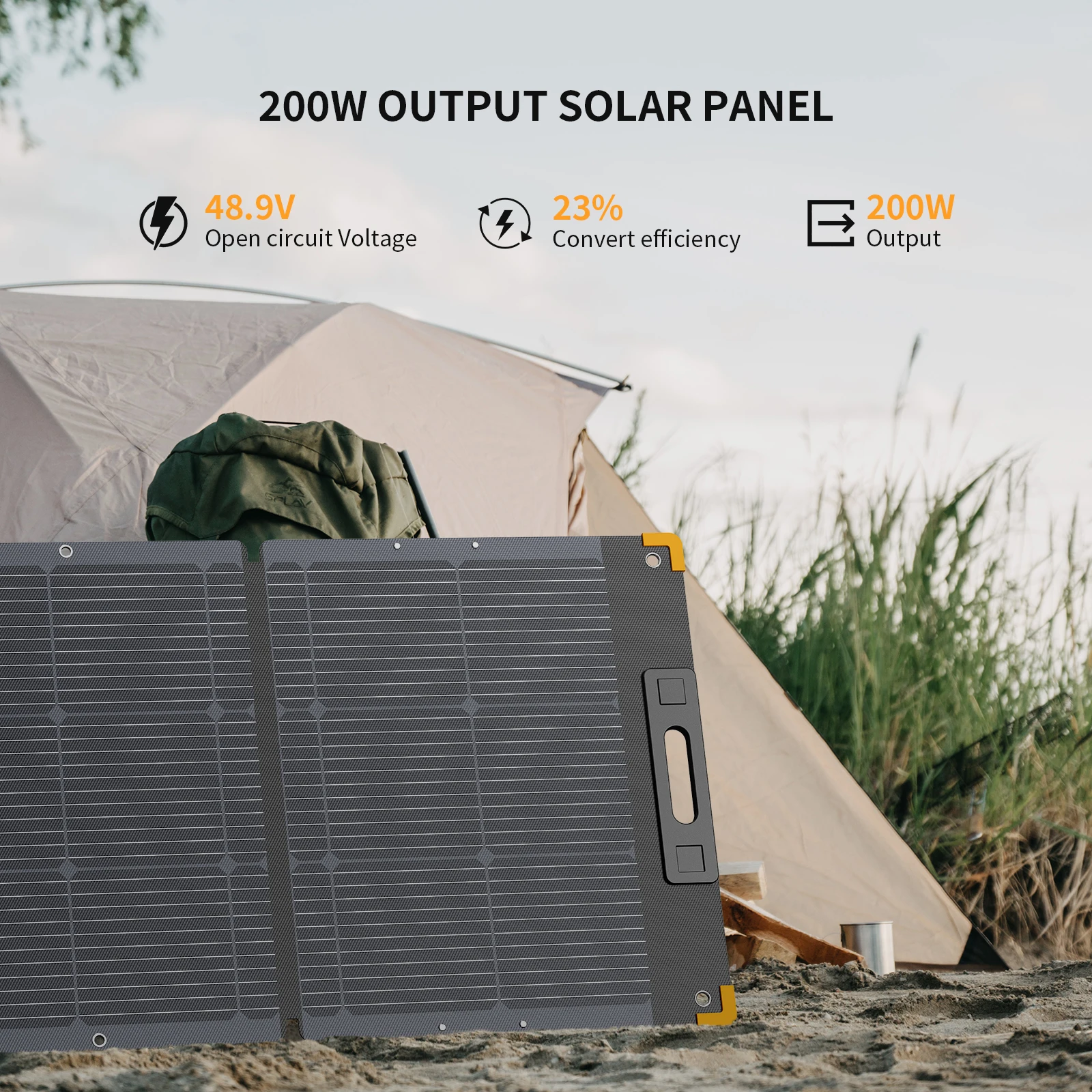 200W Portable Foldable Solar Panel Monocrystalline Charger with Kickstand for Solar Generator RV Camping Marine Off-Grid Life