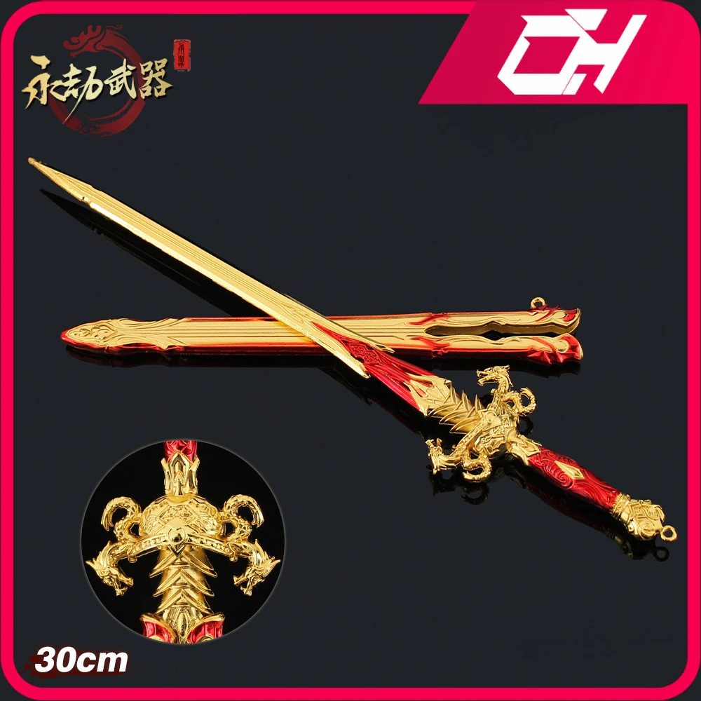 Naraka: Bladepoint Weapon The God of Wealth Sword Game Peripheral Metal 30cm Samurai Sword Model Decoration Crafts Gifts Toys